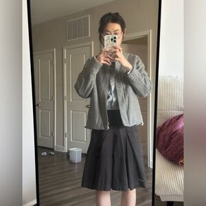Women's Grey Collarless Wool-Blend Jacket